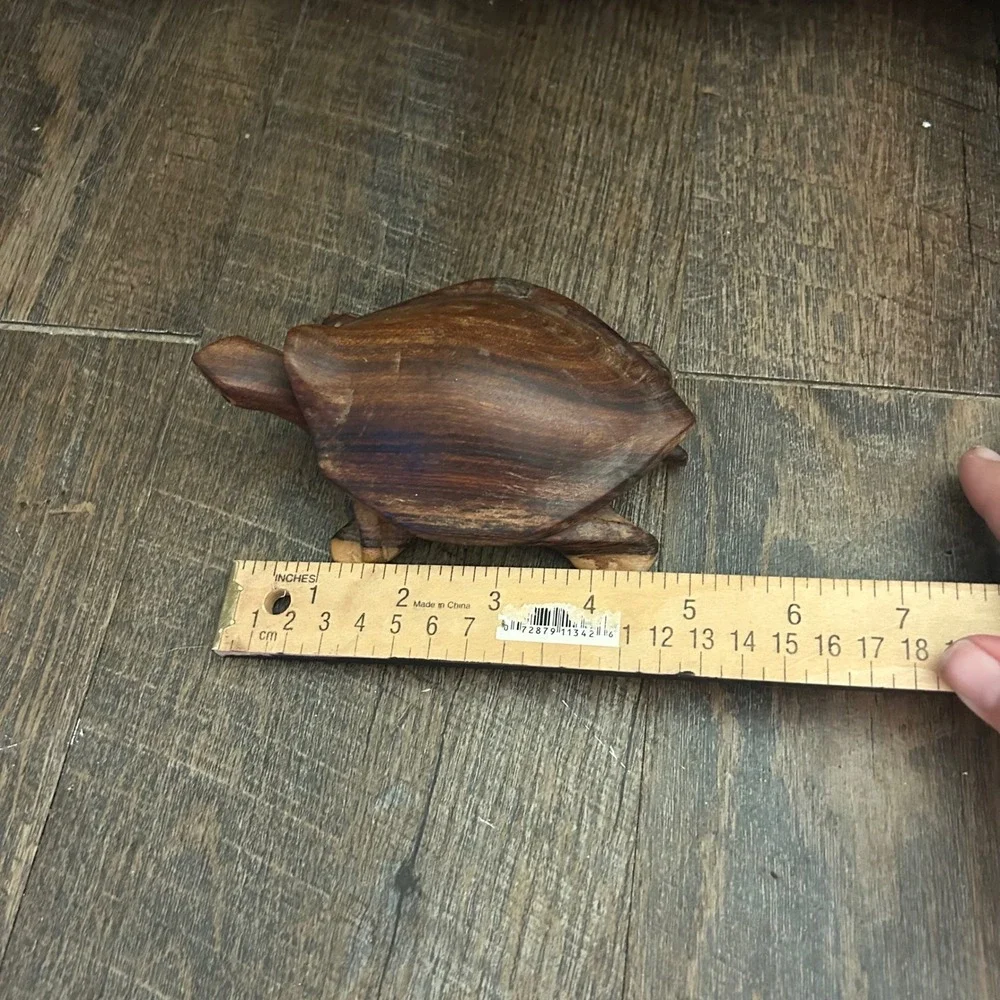 Doug Scott Hand Carved Wooden Turtle Trinket Box Hinged Lid Folk Art Figure
